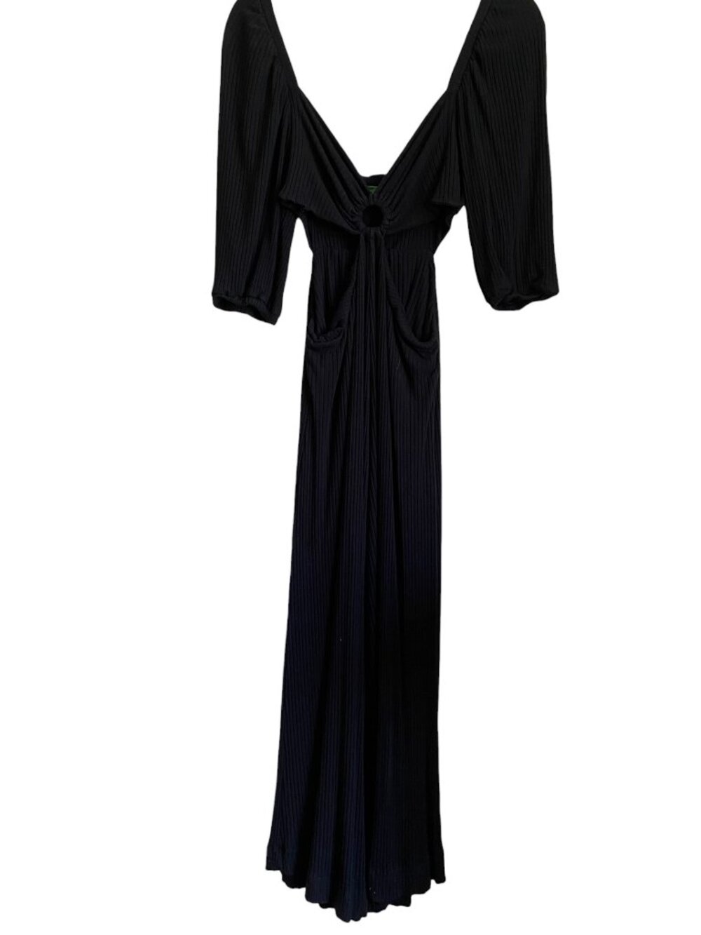 FARM Rio Ribbed Wide-Leg Jumpsuit Black GG